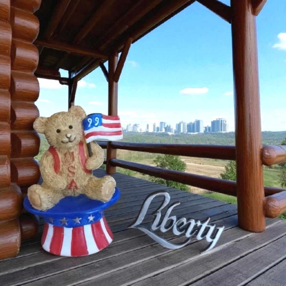 Patriotic Teddy Bear and Liberty Pins